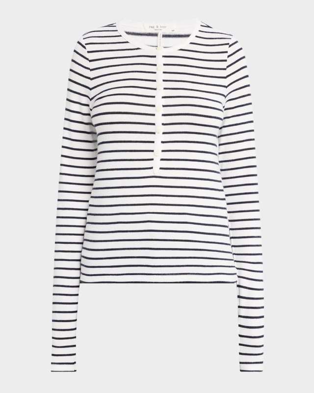 The Knit Stripe Henley Top